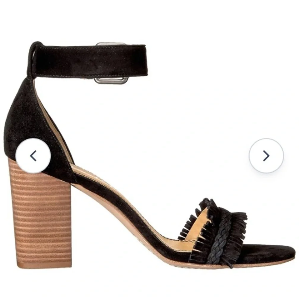 SPLENDID Black Suede Jakey Ankle Strap Block Heel Sandals 10 sexy party cocktail